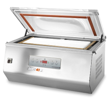 Commercial chamber vacuum sealer with open lid